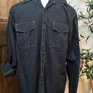 Michael Brandon Mens Black Long Sleeve Shirt Medium Western Style